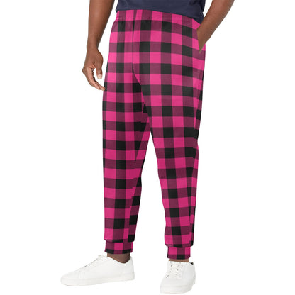 Pink Tartan Plaid Pattern Men's Casual Track Pants