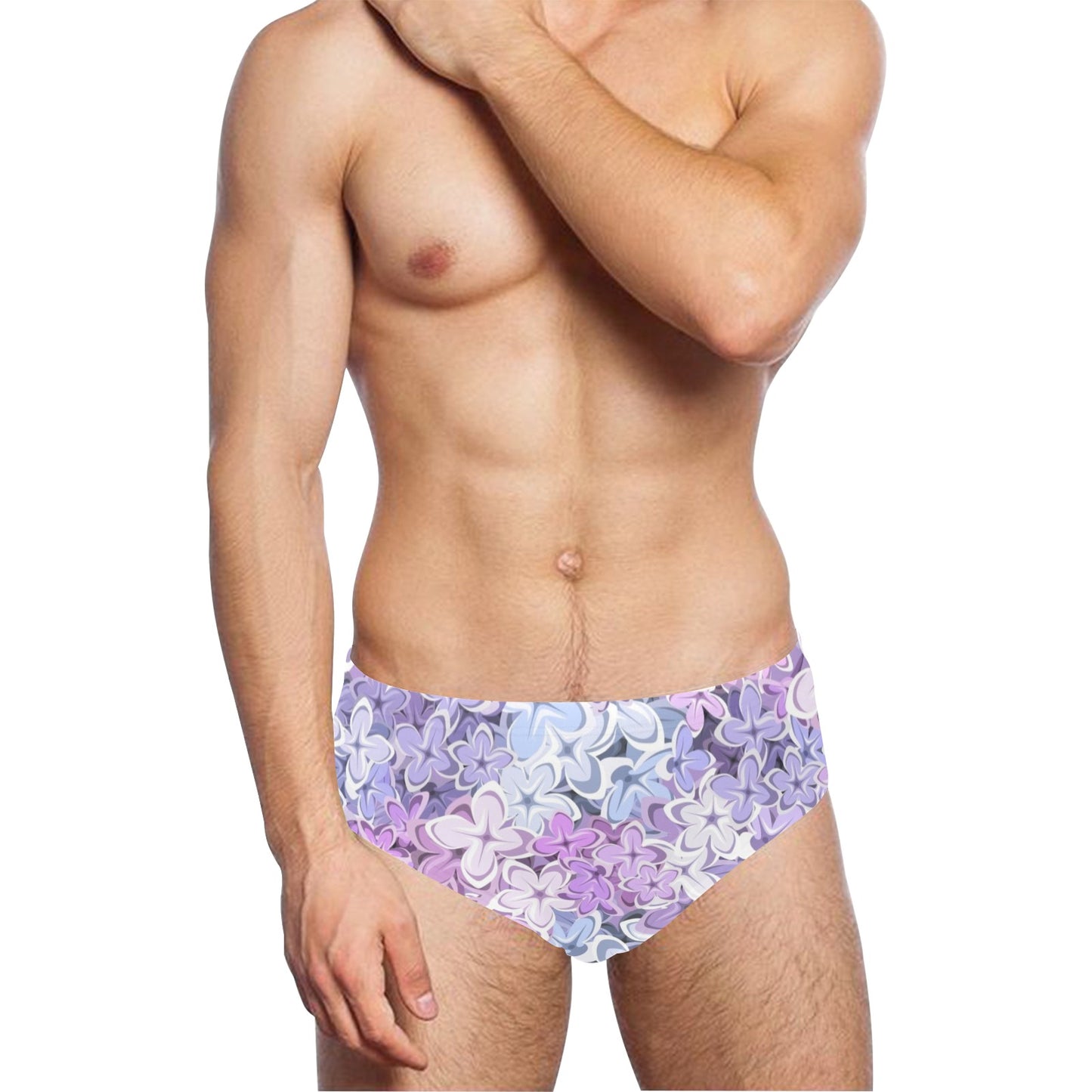 Lilac Pattern Print Design LI01 Men's Swimming Briefs