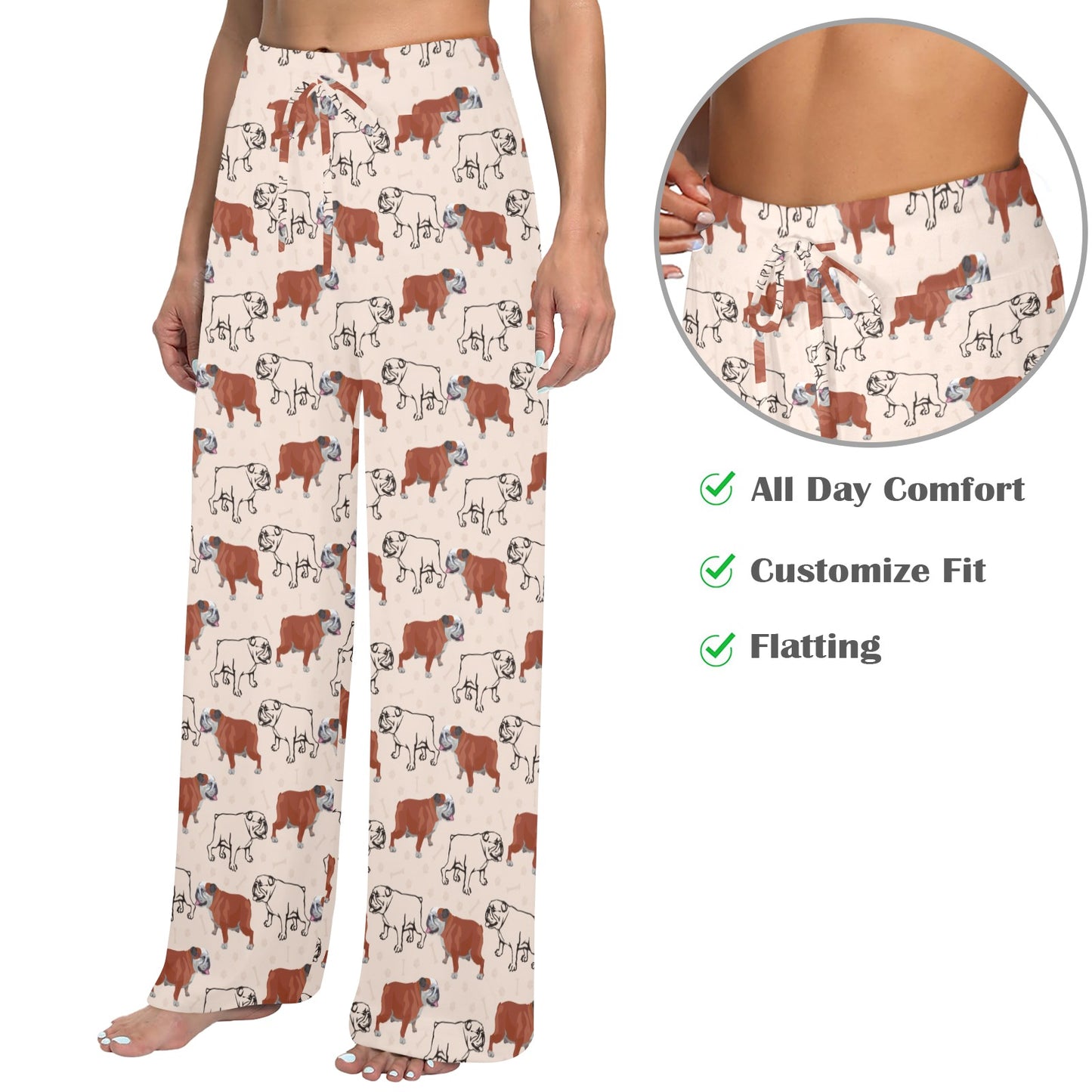 Bulldogs Pattern Print Design 04 Women's Wide Leg Lounge Pants