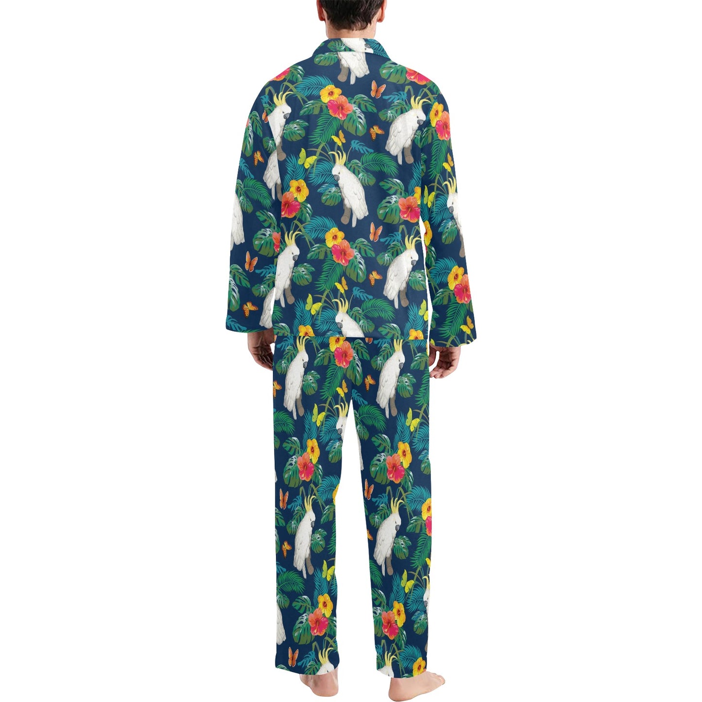 Cockatoo Tropical Pattern Print Design 02 Men's Long Pajama Set
