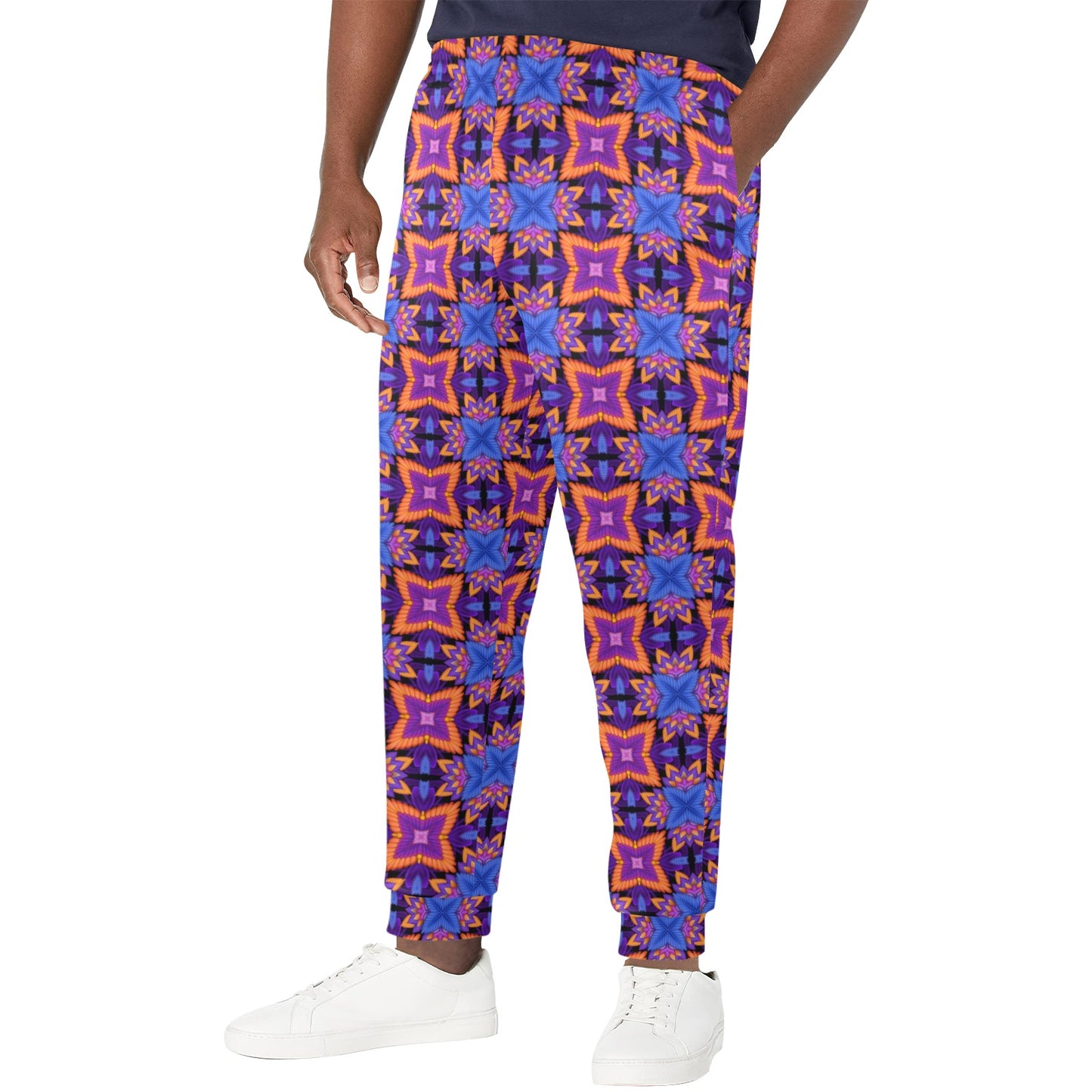 kaleidoscope Purple Orange Print Design Men's Casual Track Pants