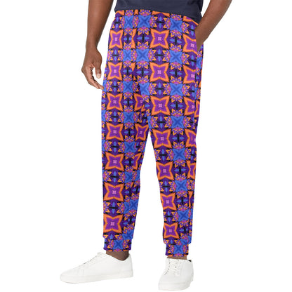kaleidoscope Purple Orange Print Design Men's Casual Track Pants