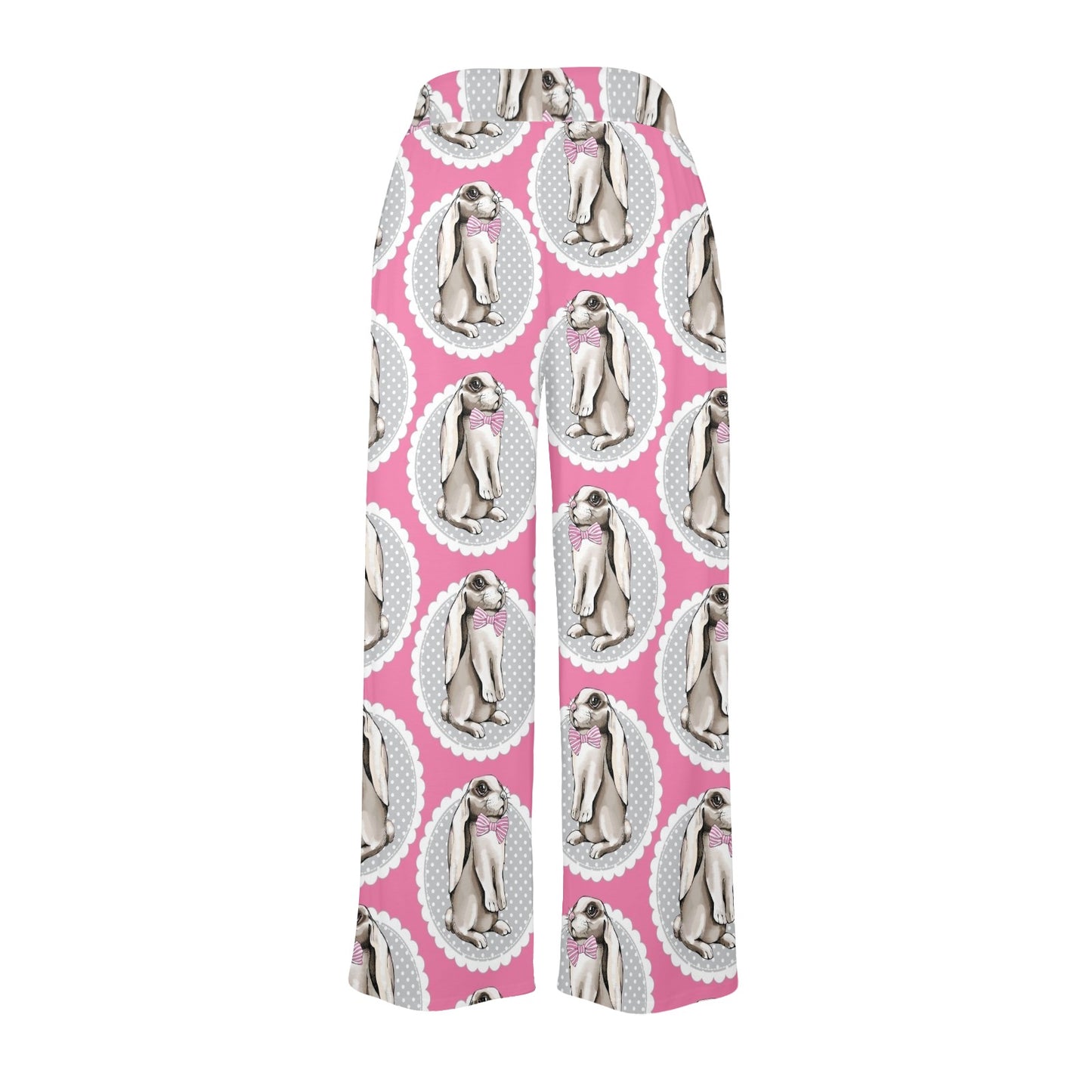 Rabbit Pattern Print Design RB019 Women's Wide Leg Lounge Pants