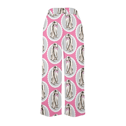 Rabbit Pattern Print Design RB019 Women's Wide Leg Lounge Pants