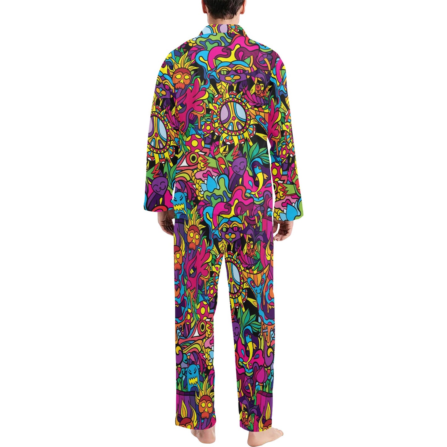 Trippy Print Design LKS304 Men's Long Pajama Set