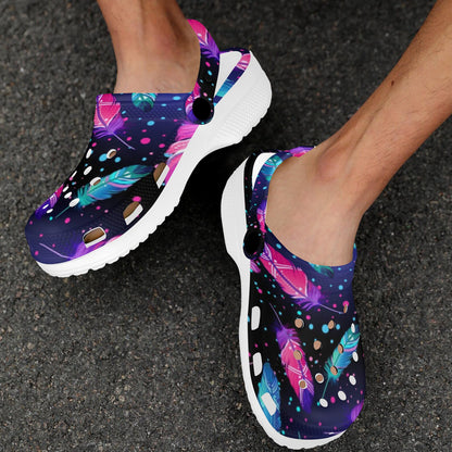 Feather Colorful Boho Design Print Unisex Clogs Shoes