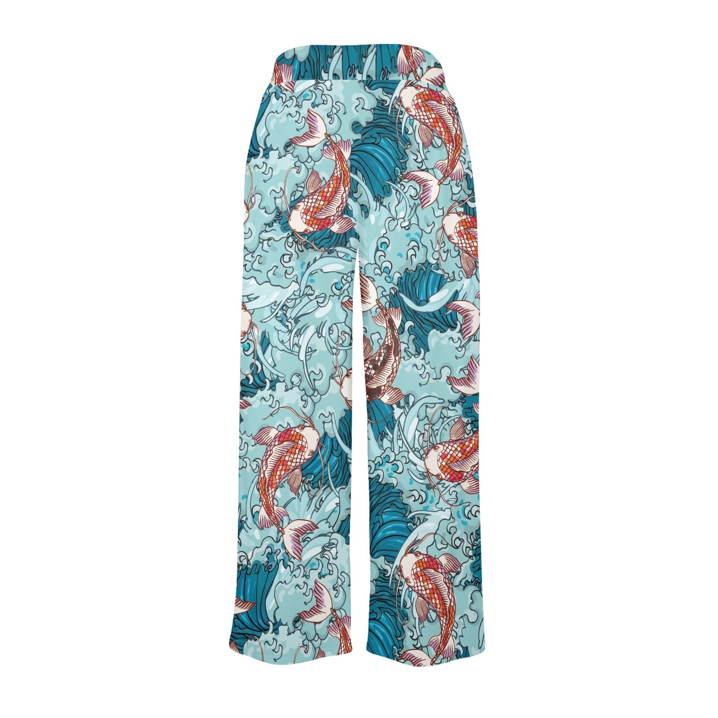 KOI Fish Pattern Print Design 05 Women's Wide Leg Lounge Pants