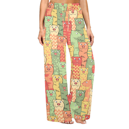 Ferret Pattern Print Design 01 Women's Wide Leg Lounge Pants