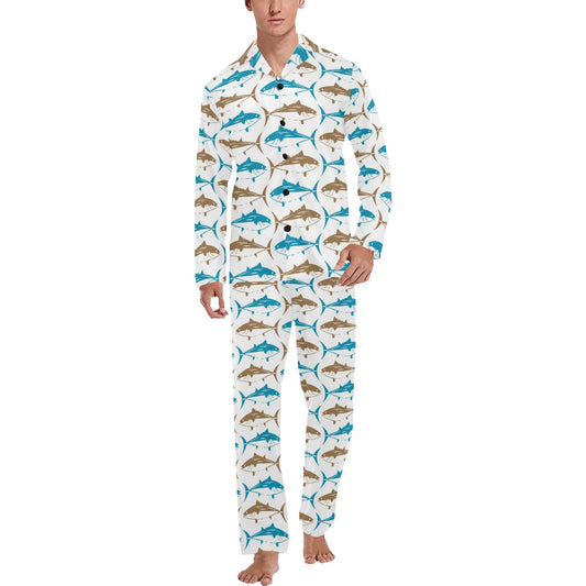 Tuna Fish Print Design LKS301 Men's Long Pajama Set