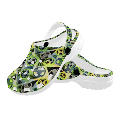 Soccer Ball Themed Print Pattern Unisex Clogs Shoes