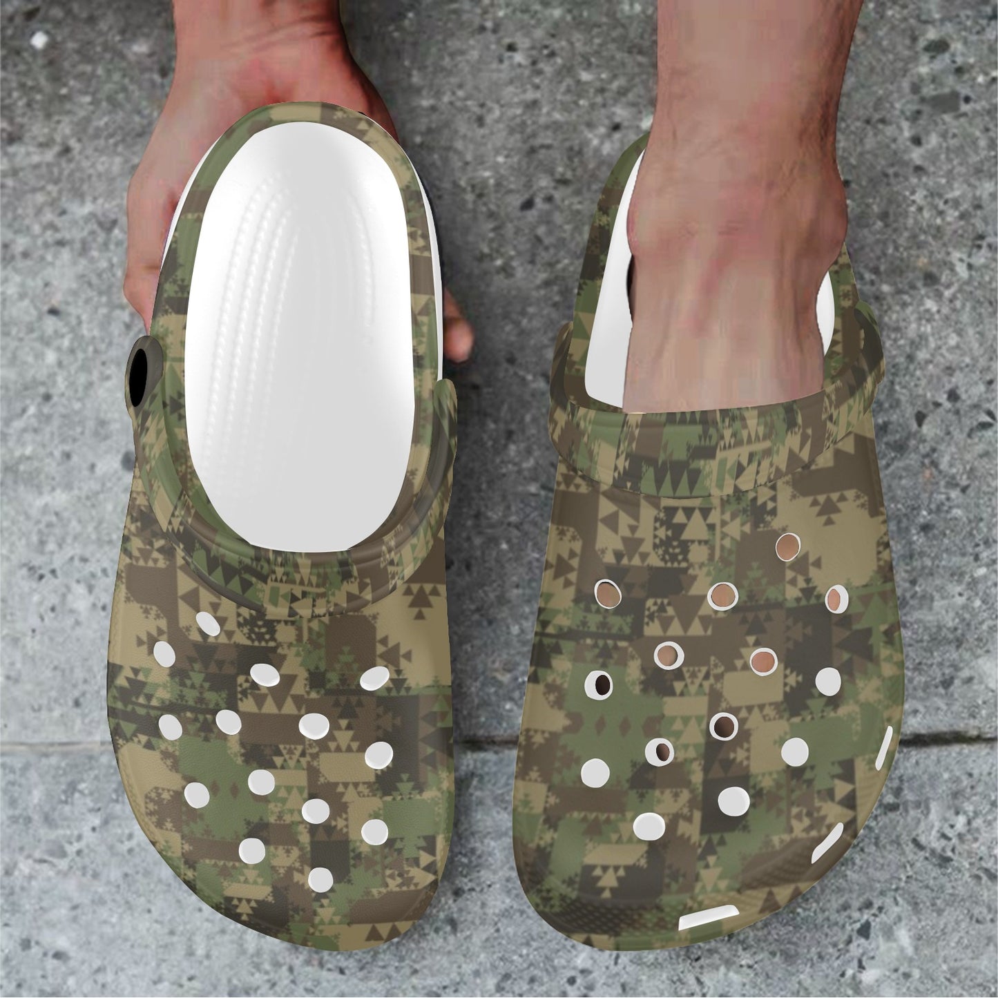 Camouflage Aztec Green Army Print Unisex Clogs Shoes