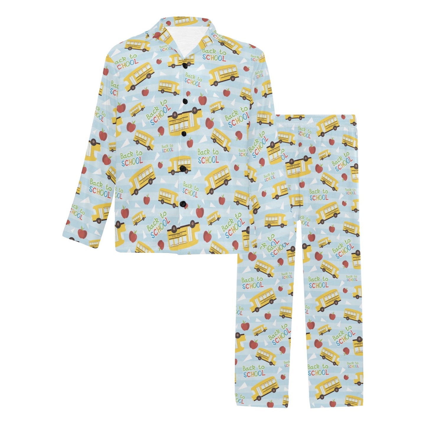 School Bus Back To School Print Design LKS303 Men's Long Pajama Set