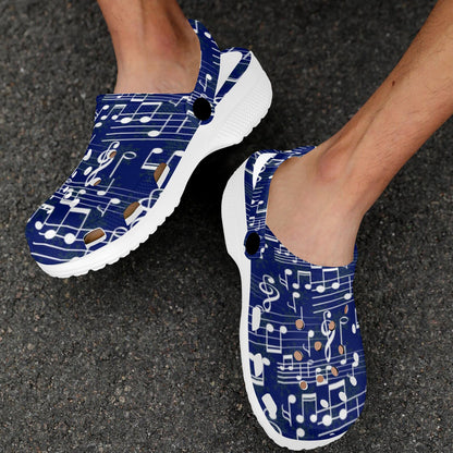 Music Note Blue Themed Print Unisex Clogs Shoes