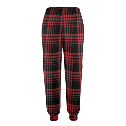Tartan Red Black Print Design LKS303 Women's Casual Track Pants