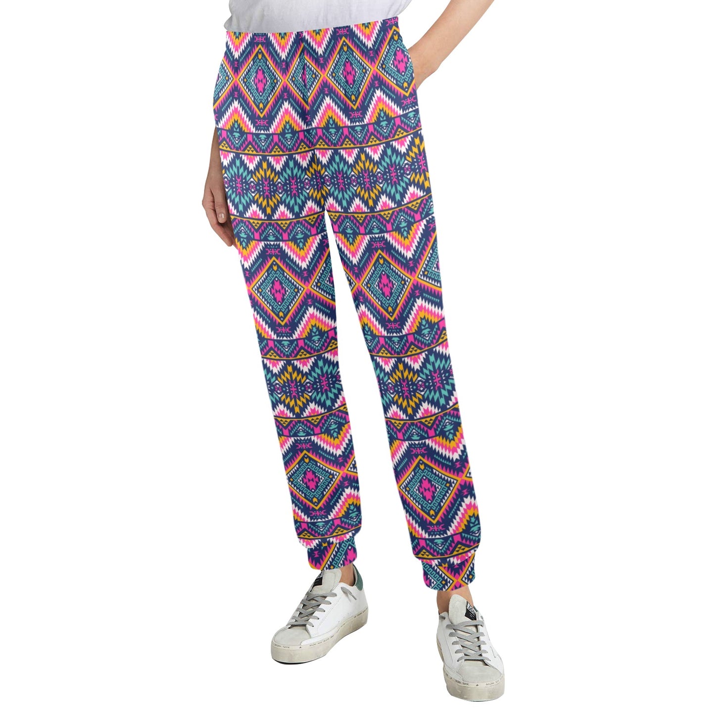Indian Navajo Pink Themed Design Print Women's Casual Track Pants