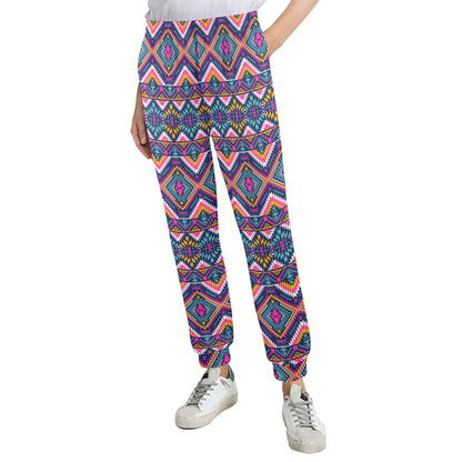 Indian Navajo Pink Themed Design Print Women's Casual Track Pants