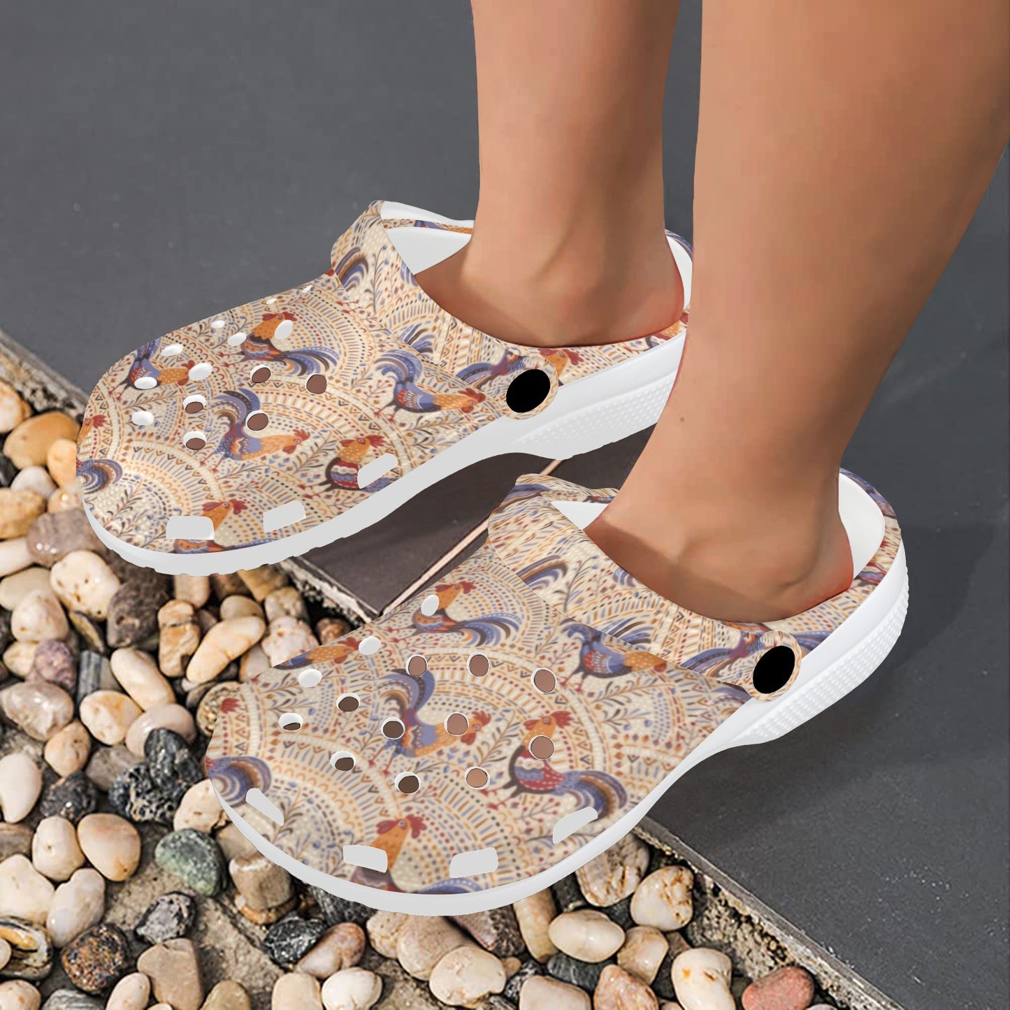 Chicken Boho Style Pattern Unisex Clogs Shoes