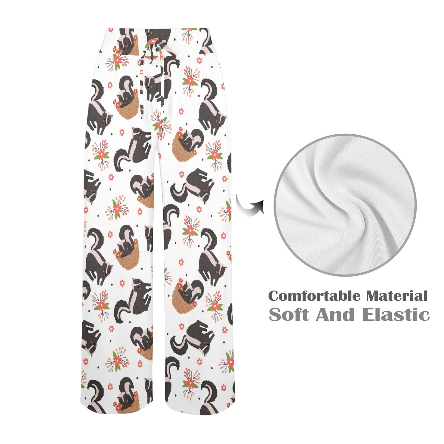 Skunk Print Design LKS304 Women's Wide Leg Lounge Pants