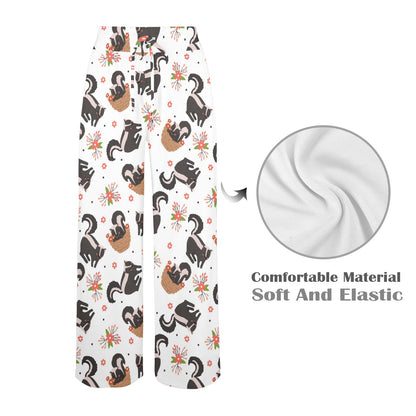 Skunk Print Design LKS304 Women's Wide Leg Lounge Pants