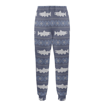 Salmon Fish Knit Style Print Design LKS304 Men's Casual Track Pants
