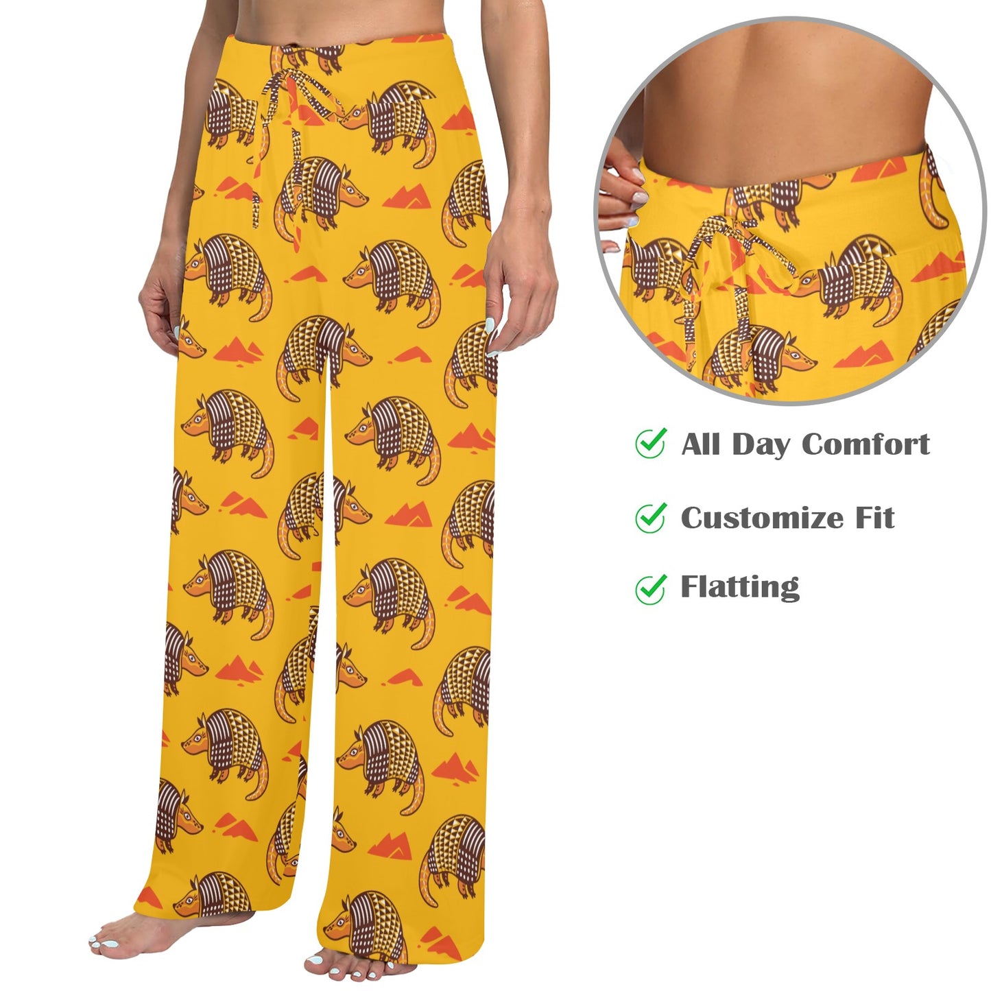Armadillo Pattern Print Design 03 Women's Wide Leg Lounge Pants