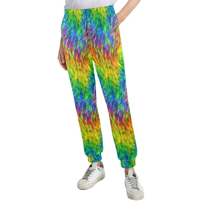 Rainbow Fur Design Print Women's Casual Track Pants