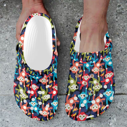 Monkey Colorful Design Themed Print Unisex Clogs Shoes