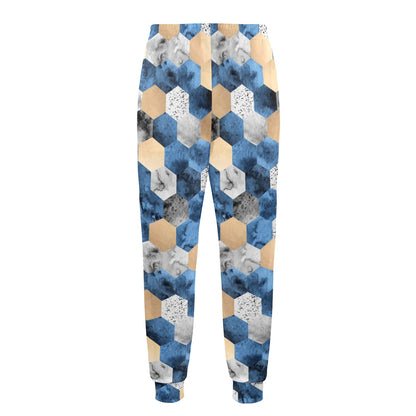 Hexagonal Design Print Pattern JJ0345 Men's Casual Track Pants