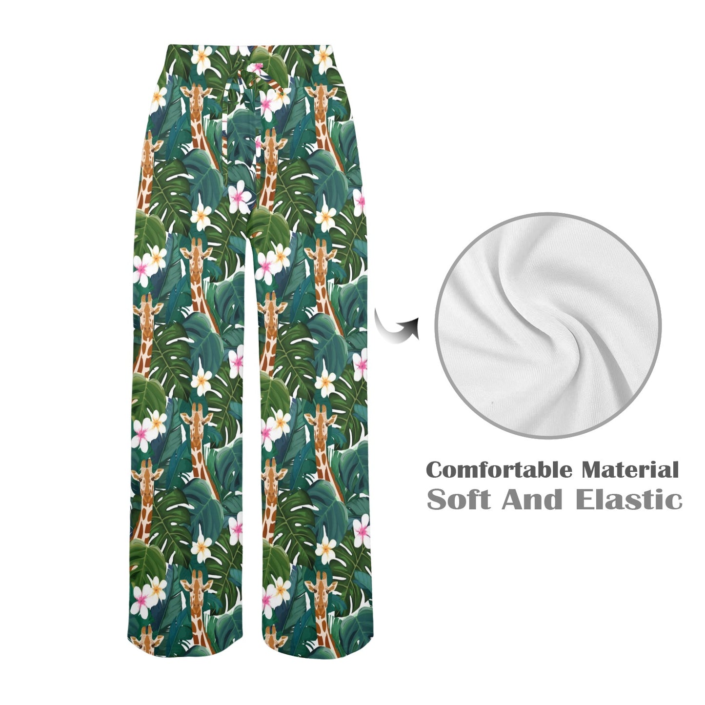 Giraffe Jungle Design Print Women's Wide Leg Lounge Pants