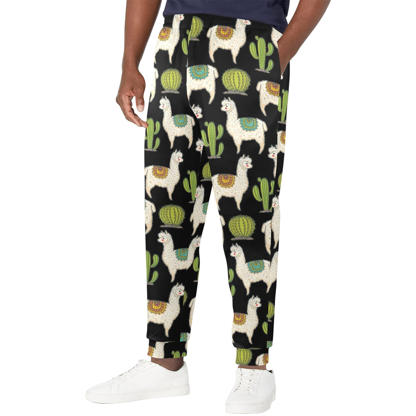 Alpaca Cactus Pattern Print Design 07 Men's Casual Track Pants
