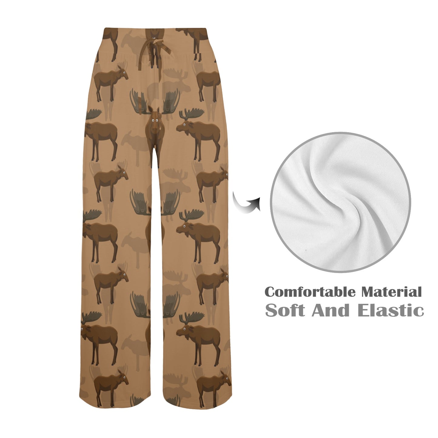 Moose Pattern Print Design 03 Women's Wide Leg Lounge Pants