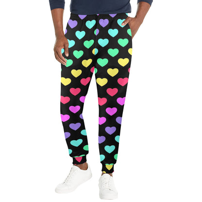 Heart Rainbow Pattern Print Design HE02 Men's Casual Track Pants