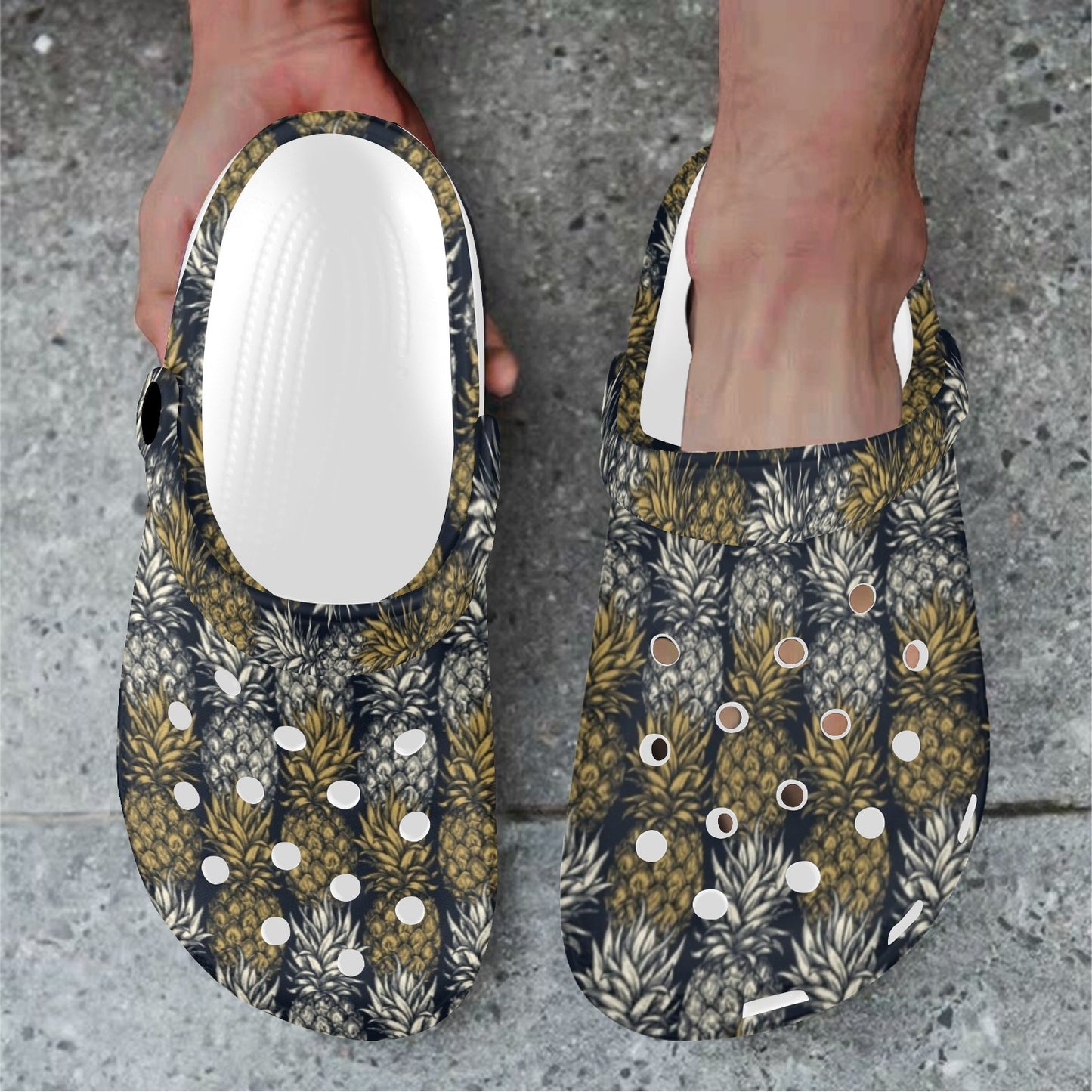 Pineapple Print Design Pattern Unisex Clogs Shoes