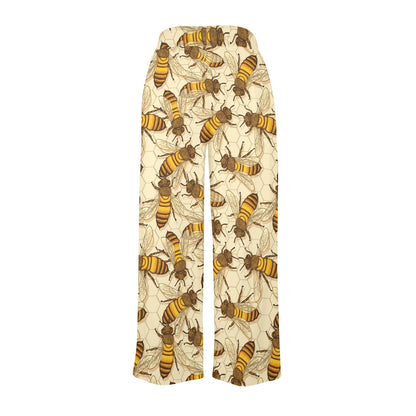 Bee Pattern Print Design BEE05 Women's Wide Leg Lounge Pants