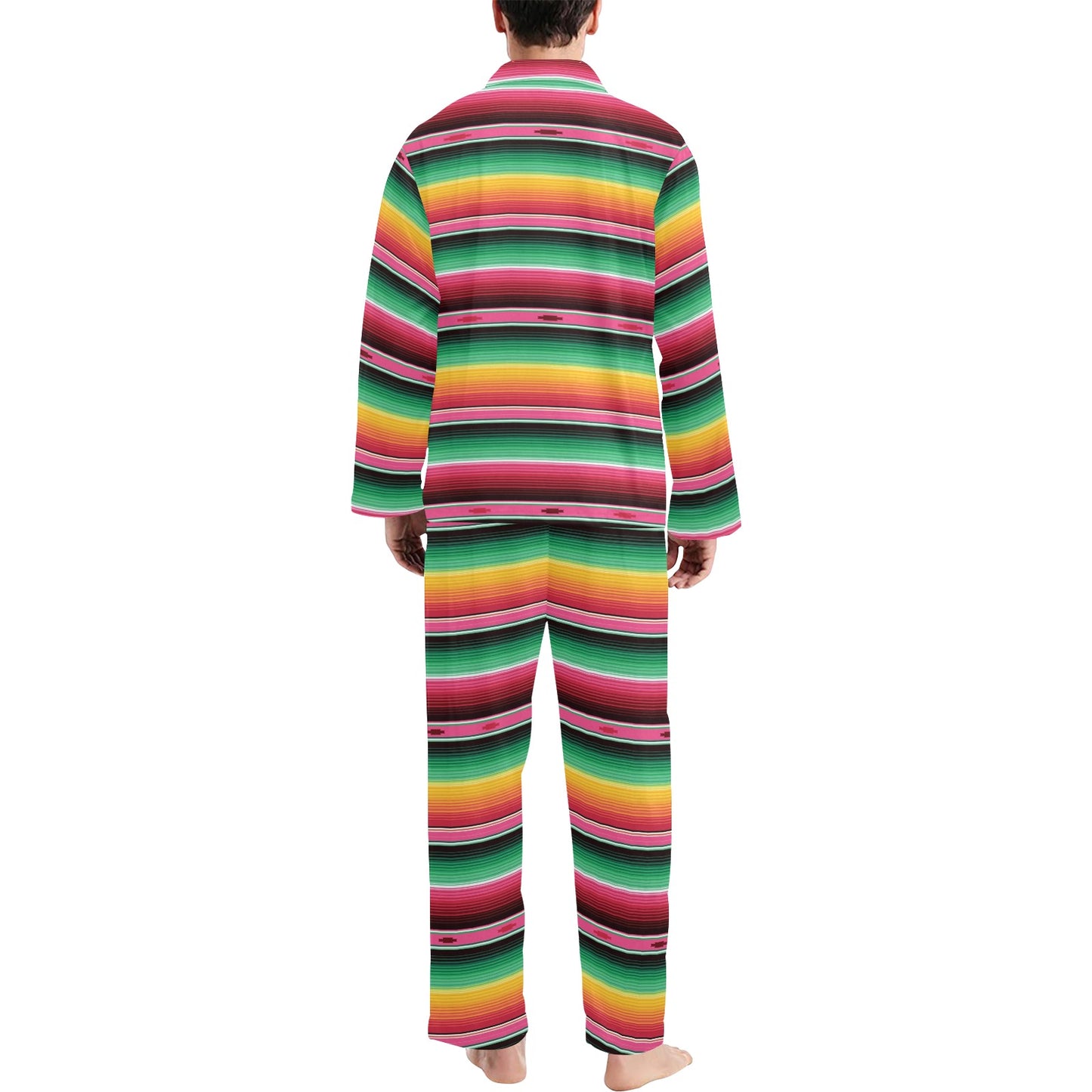 Mexican Blanket Classic Print Pattern Men's Long Pajama Set