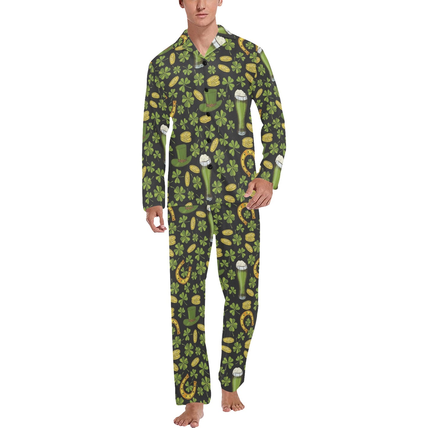 St Patricks Day Print Design LKS307 Men's Long Pajama Set