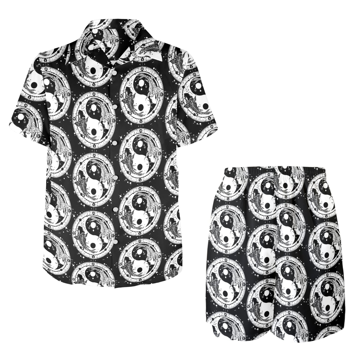 Yin Yang Koi Fish Men's Beach Shirt and Shorts Set