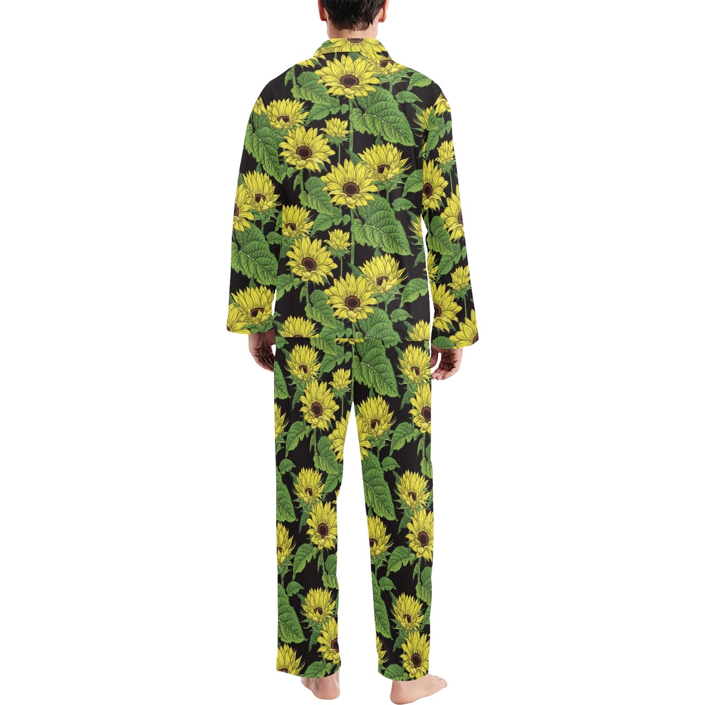 Sunflower Print Design LKS3010 Men's Long Pajama Set