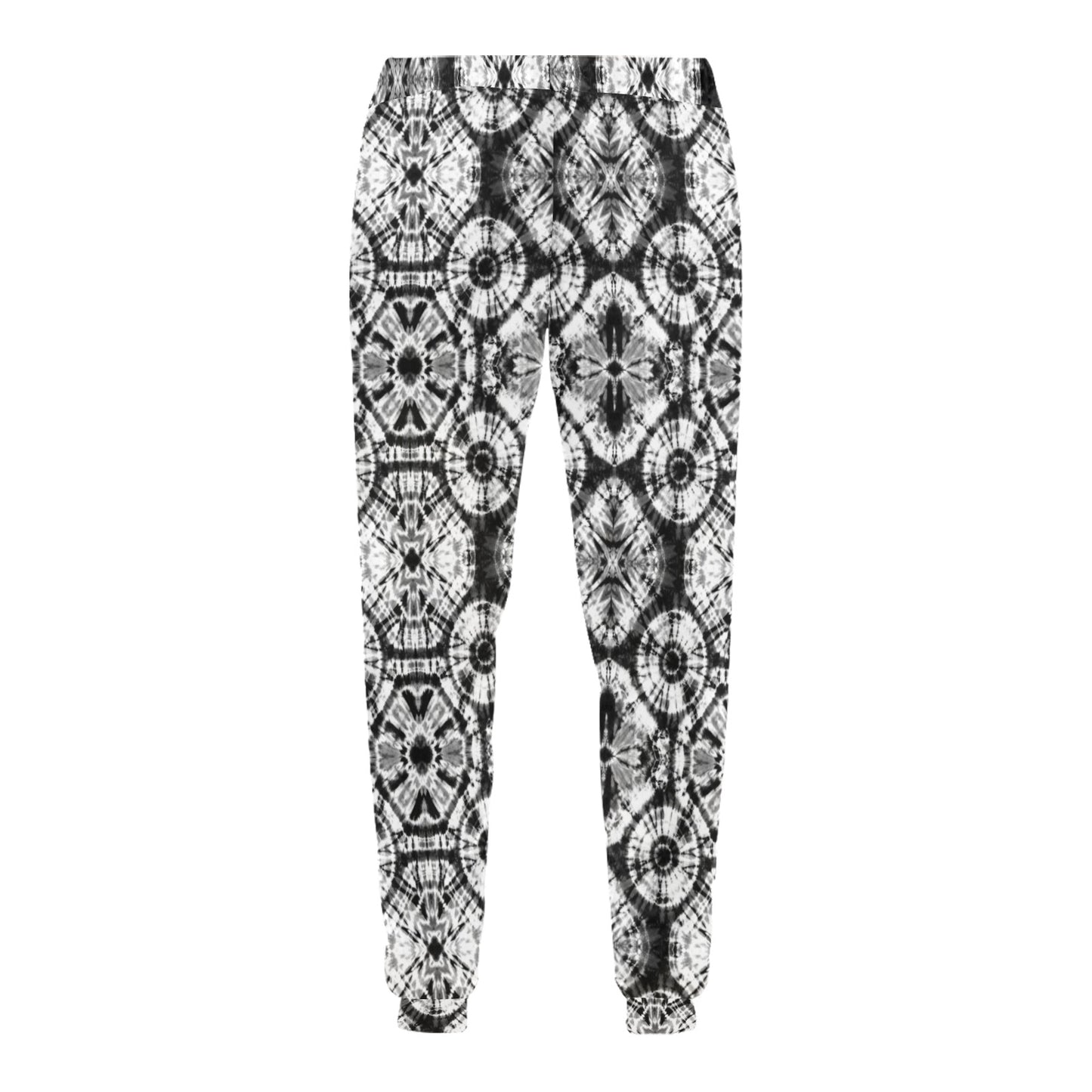 Tie Dye Black White Design Print Men's Sweatpants