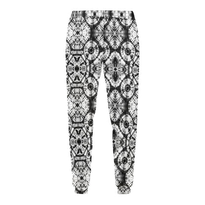 Tie Dye Black White Design Print Men's Sweatpants