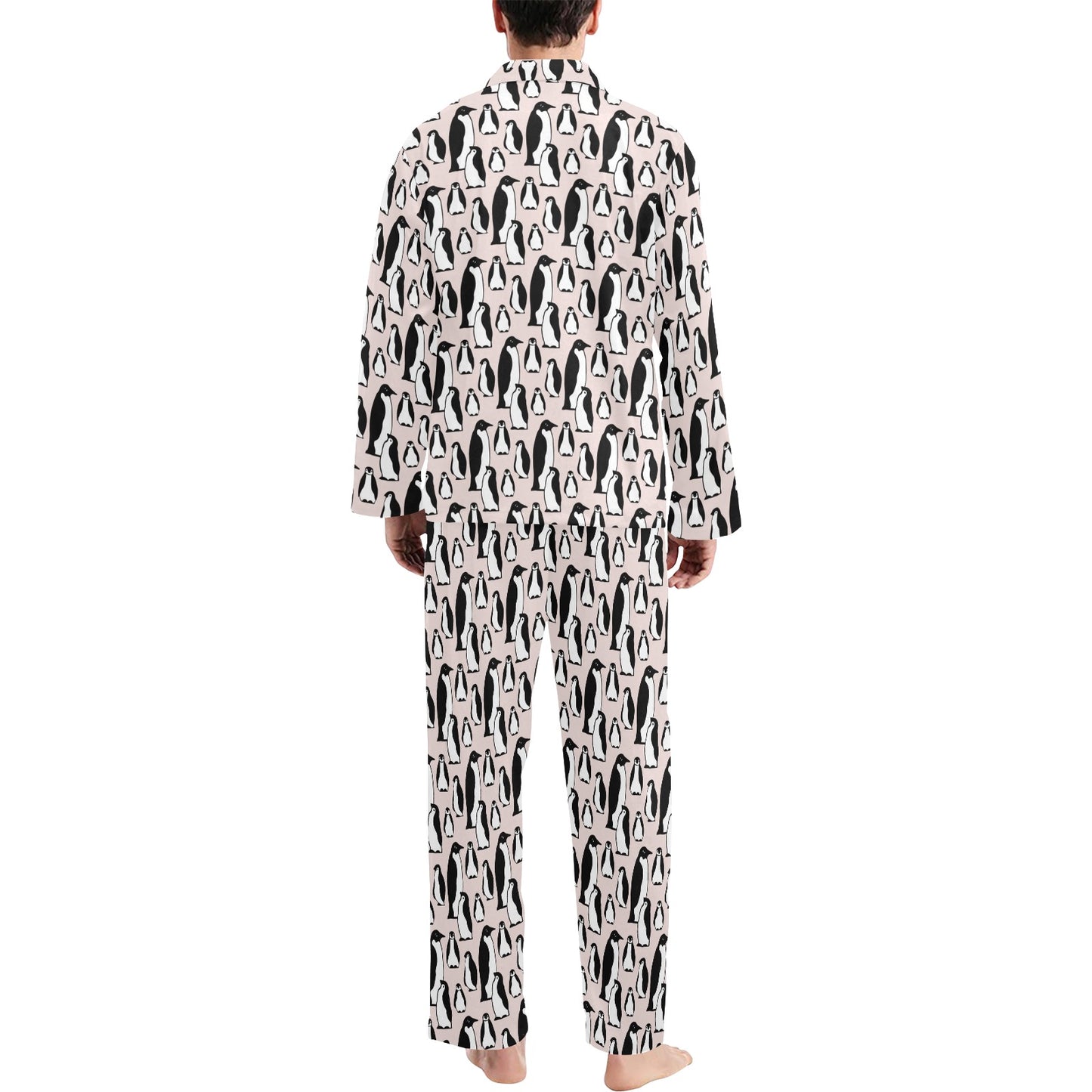 Penguin Themed Men's Long Pajama Set