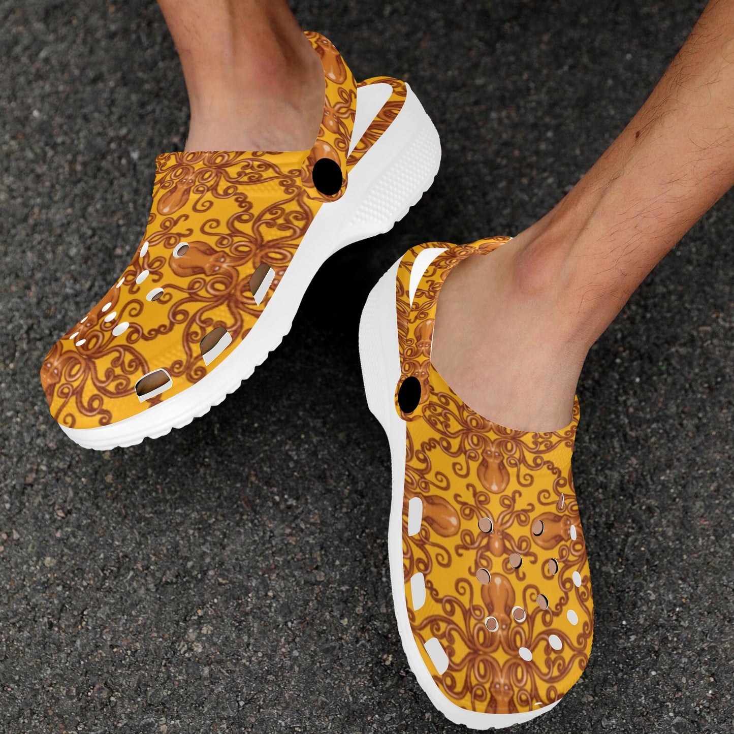 Octopus Background Design Print Unisex Clogs Shoes