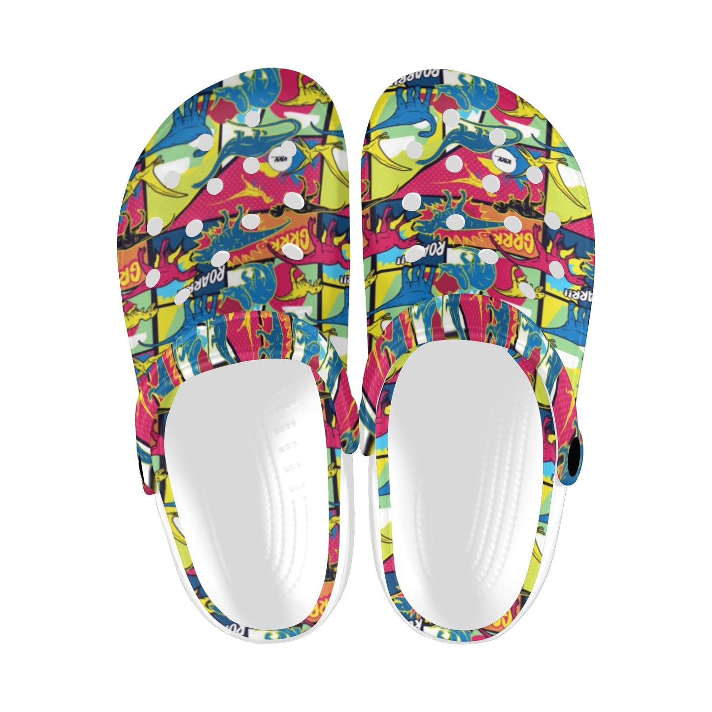 Dinosaur Comic Pop Art Style Unisex Clogs Shoes