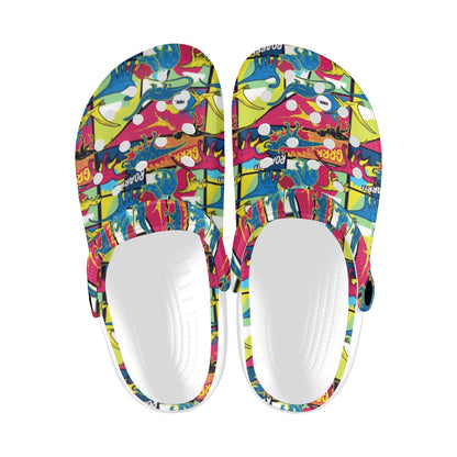 Dinosaur Comic Pop Art Style Unisex Clogs Shoes