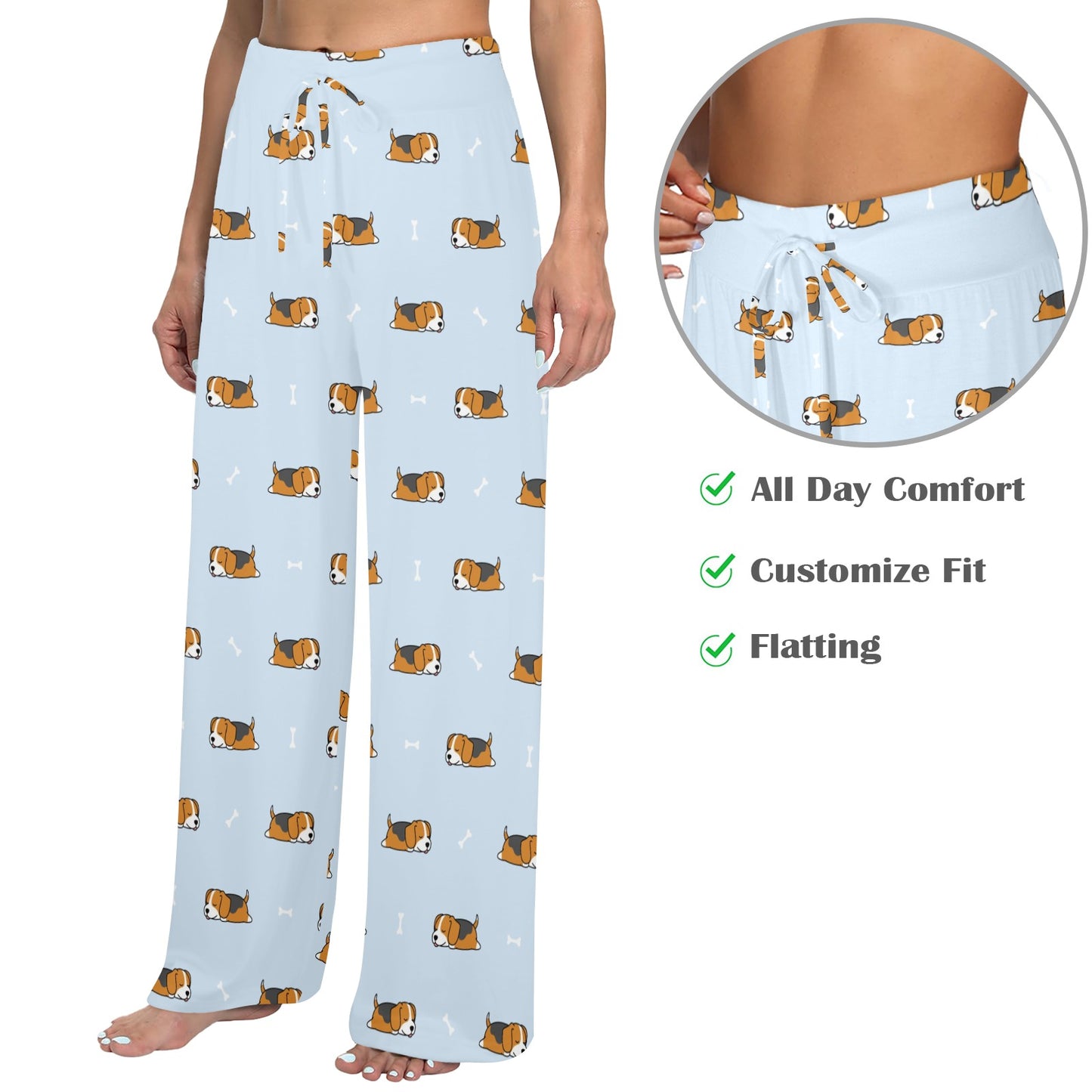 Beagle Pattern Print Design 06 Women's Wide Leg Lounge Pants