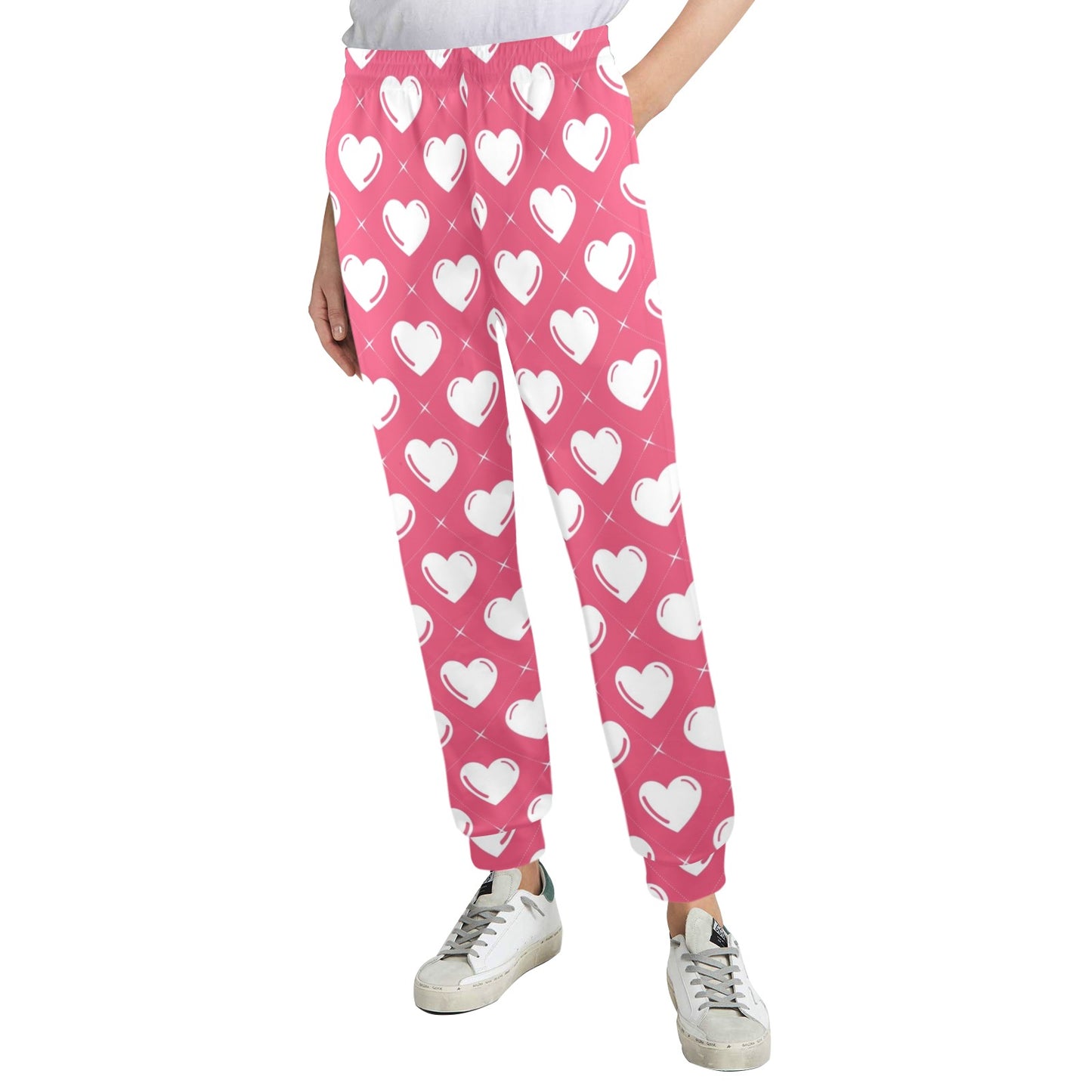 Heart Pattern Print Design HE07 Women's Casual Track Pants
