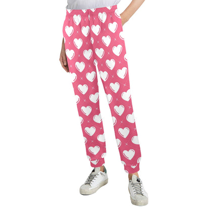 Heart Pattern Print Design HE07 Women's Casual Track Pants
