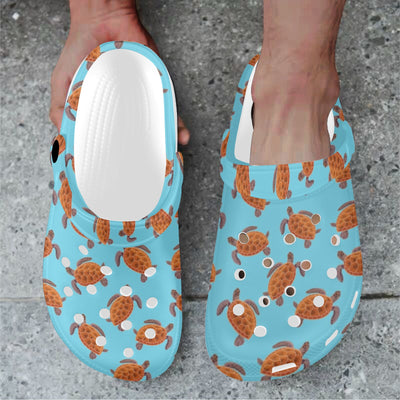 Brow Sea Turtle Print Pattern Unisex Clogs Shoes