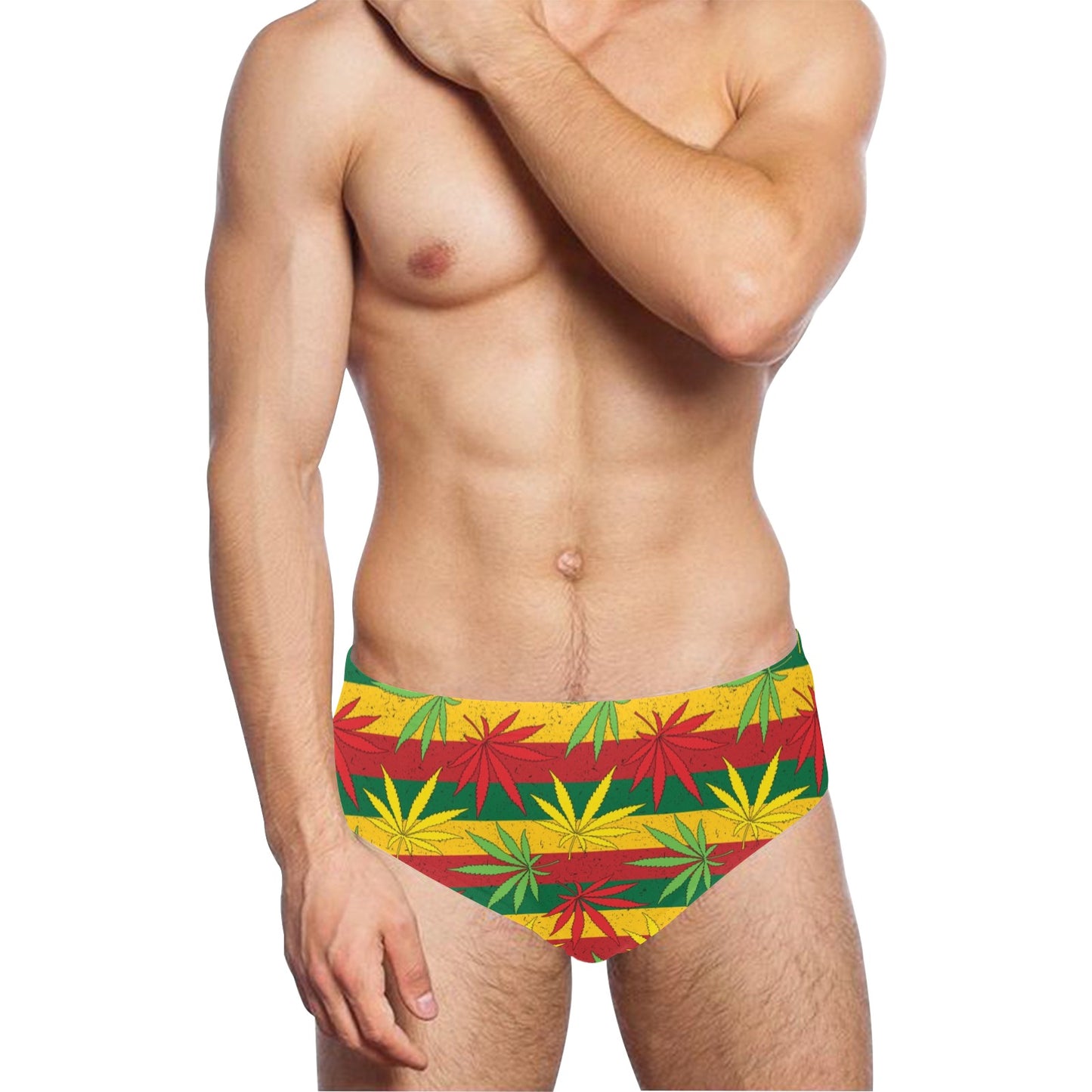 Rasta Pattern Print Design A03 Men's Swimming Briefs