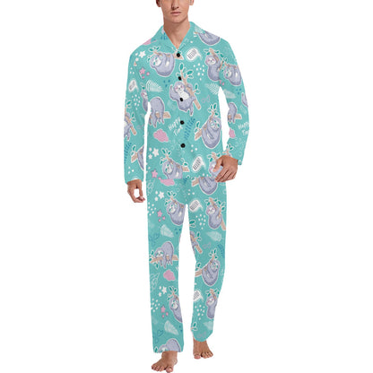 Sloth Print Design LKS309 Men's Long Pajama Set